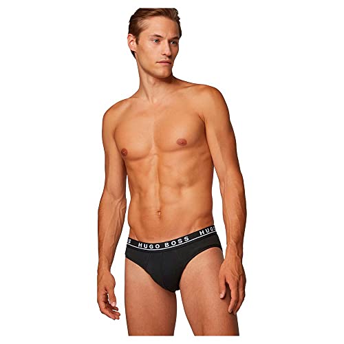 BOSS Herren Slip Brief Co/El 3er Pack, Schwarz (Black 001), Small