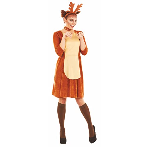 Fun Shack Braunes Rudolph Rentier Kostüm für Damen, Weihnachtskostüm, Reh Verkleidung - M