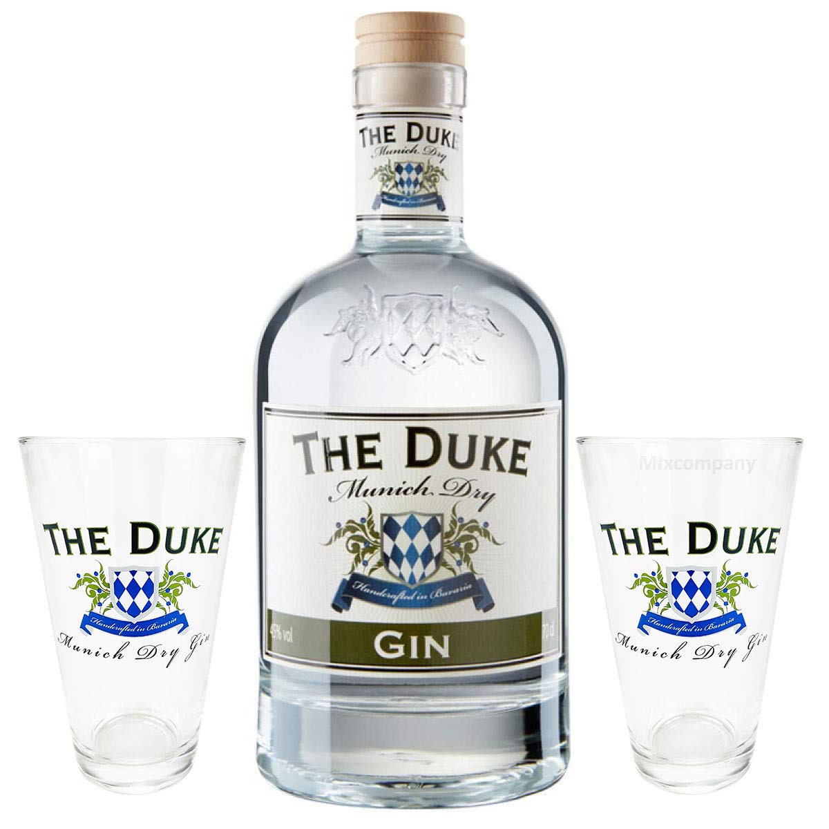 The Duke Munich Dry Gin 0,7l (45% Vol) + 2x Glas Gläser Ginglas Longdrinkglas- [Enthält Sulfite]