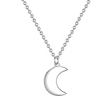 Glanzstücke München Damen-Halskette Mond Sterling Silber 40 + 5 cm - Silberkette Anhänger Mond Kette Damen Halbmond Halskette Silber Mondkette