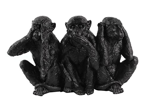 Figur aus Kunstharz, 3 Affen der Weisheit, Modell Black Dschungel, L 28 cm