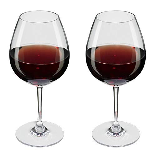 Viva Haushaltswaren #27035# 2 x bruchfestes Rotweinglas 250 ml aus hochwertigem Kunststoff, edles Weingläser Set für Outdoor-Aktivitäten etc. (wie echtes Glas)