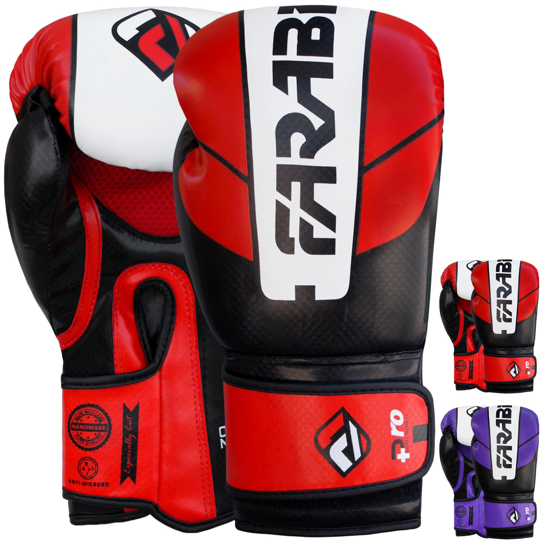 Farabi Boxing Gloves for Training Punching Sparring (Red/Black, 14-oz)