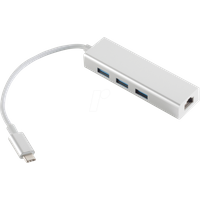 SHVP 14-05025 - USB 3.1 C Stecker auf RJ45 Ethernet + 3x USB Buchse