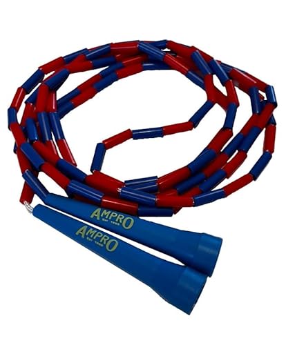 AMPRO Super Pro Ballers Springseil mit Perlen, verstellbar, 3 m, Rot/Blau/Gelb