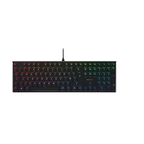 CHERRY MX 10.0N RGB, Britisches Layout, QWERTY Tastatur, kabelgebundene Tastatur, mechanische Gamingtastatur, CHERRY MX LOW PROFILE RGB SPEED SWITCHES, schwarz