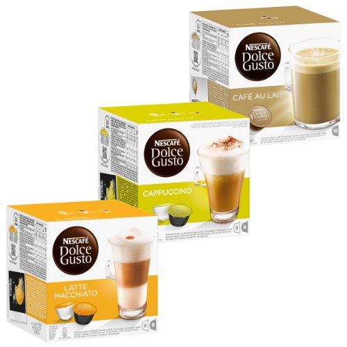 Nescafé Dolce Gusto Cream Set: Latte Macchiato, Cappuccino, Au Lait, Kaffee, Kaffeekapsel, 3 x 16 Kapseln