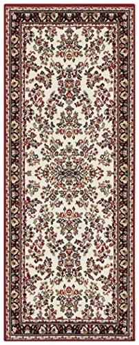 Hanse Home Design Kurzflor Orient Teppich Zabul orientalisch Perser Look, Farbe:Creme/rot, Größe:80x250 cm