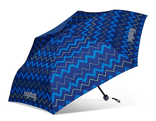 ergobag Regenschirm Kinderschirm für die Schultasche, ultraleicht und klein mit Tasche, Ø90 cm FallrückziehBär - Blau