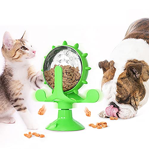 HUYA Windmühle Hundespielzeug Automatische Zuführung Katze Liefert Necken Katzen, die Futter Auslaufen Kauspielzeug Ungiftiges Haustier-Puzzle-Futter Behandelt Leckereien Spielzeug,Green