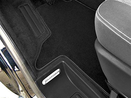 Premium Fußmatte passend für VW T6 Multivan 2-3 Sitzer Velours SCHWARZ Nubuk Umrandung