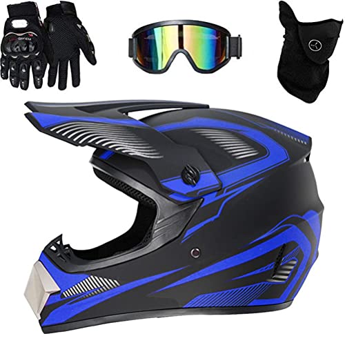 Lipeed Motocross Helm, Adult Off Road Helm mit Handschuhe Maske Brille, Unisex Motorradhelm Cross Helme Schutzhelm ATV Helm für Männer Damen Sicherheit Schutz