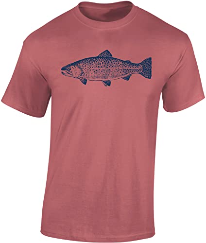 Angel Tshirt Herren : Forelle - Angler T-Shirt Männer - Angler Geschenke - Angelkleidung - Angel Zubehör (Rot XL)