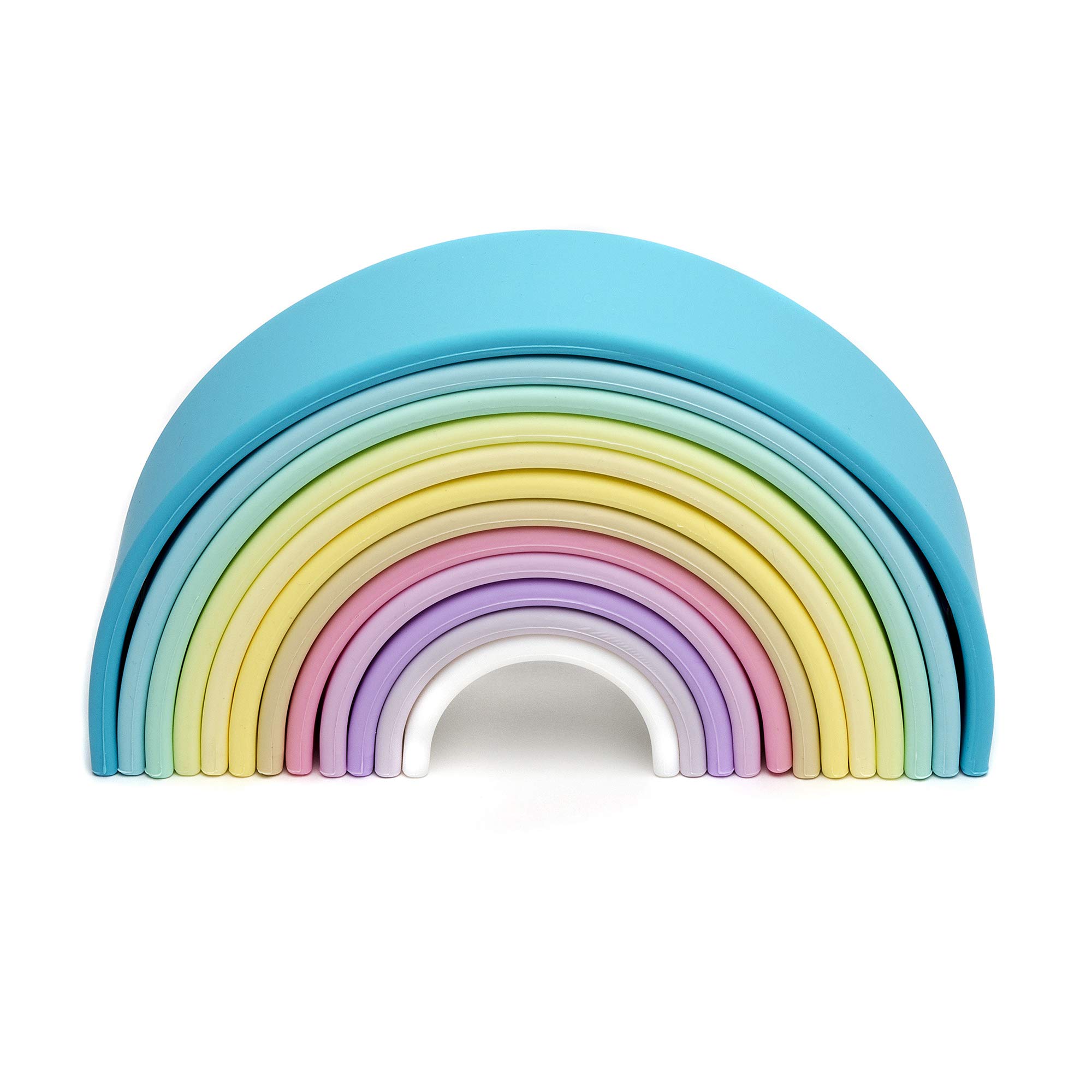 dëna Regenbogen-Silikon-Stapelspielzeug, Montessori-Spielzeug für Babys oder Kinder, 12 Farben