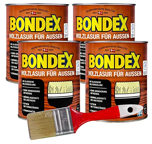 Bondex Holzlasur für aussen Mahagoni 3L lösemittelhaltige Holschutzlasur mit Intensivschutz vor Nässe, UV-Strahlung und Umwelteinflüssen für alle Hölzer und Holzbauteile im Außenbereich