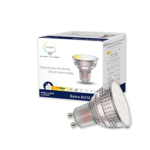 tint Smarte LED-Reflektor Retro – Steuerbar per Alexa oder Fernbedienung – Dimmbare GU10 Glühbirne mit warm- und kaltweißem Licht 2700-6500 K, 5 W