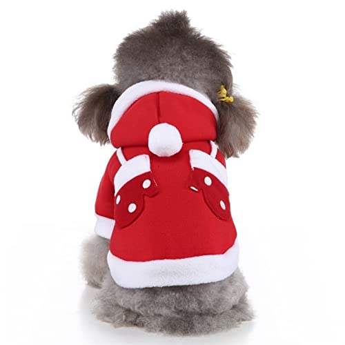 Kostüme for Hunde Weihnachtshaustier-Hundekostüm Roter Polyester-Hoodie Winter-Hundekostüm Mit Kapuze Wollkatzen-Welpenmantel (Size : M)
