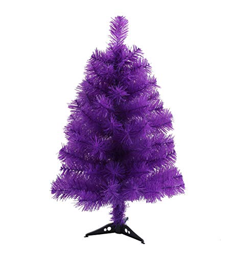 Fouriding 2ft 60cm Künstlicher Weihnachtsbaum Christbaum Tannenbaum mit KunststoffStänder (Lila)