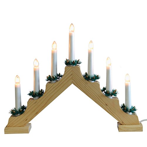 Kerzenbrücke mit 7 Lichtern, Natur, Lichterbogen Schwibbogen weihnachtliche Lichterdeko Indoor Dekoration