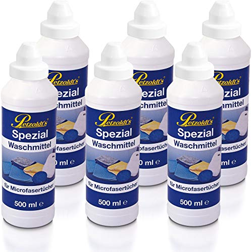 6× 0,5-l Petzoldts Spezial Waschmittel für Microfaser-Poliertücher die zur Fahrzeugpflege verwendet Werden, Microfaserwaschmittel