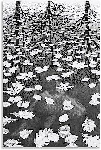 ZUREGO M.C. Escher Poster《DREI Welten》Wandkunst M.C. Escher Drucke M.C. Escher Malerei Leinwand Für Wohnzimmer Wandkunst Dekor Bild 40x60cm Kein Rahmen