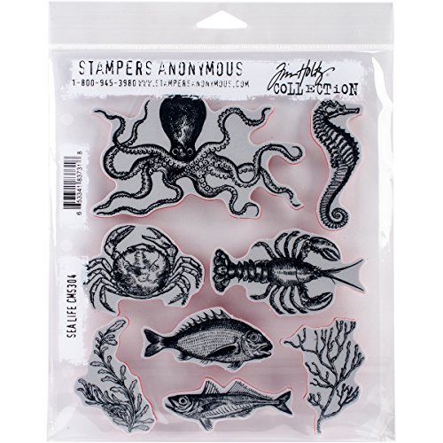 Tim Holtz Cling Stamps 7"X8.5"-Sea Life