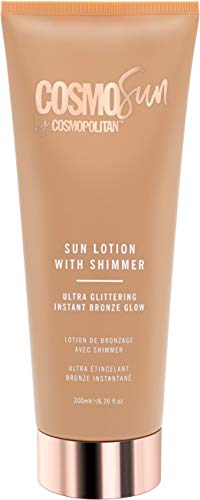 CosmoSun von Cosmopolitan Sonnenmilch mit Schimmer, ultra glitzernd, Instant Bronze Glow, 200 ml