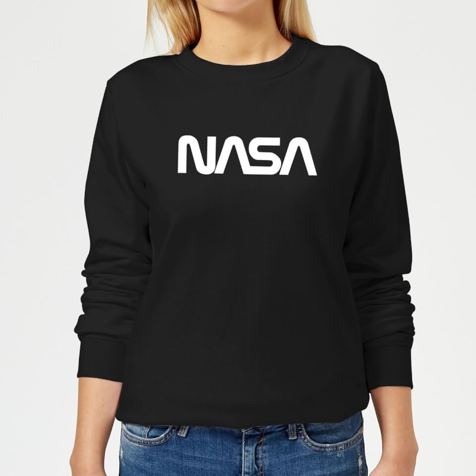 NASA Worm Weiß Logotype Damen Sweatshirt - Schwarz - M