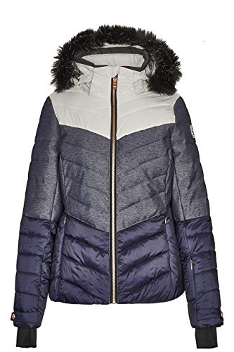 killtec Skijacke Damen Brinley - Winterjacke Damen - Damenjacke sportlich mit Skipasstasche - warme Jacke für den Winter - wasserdicht, denim, 42