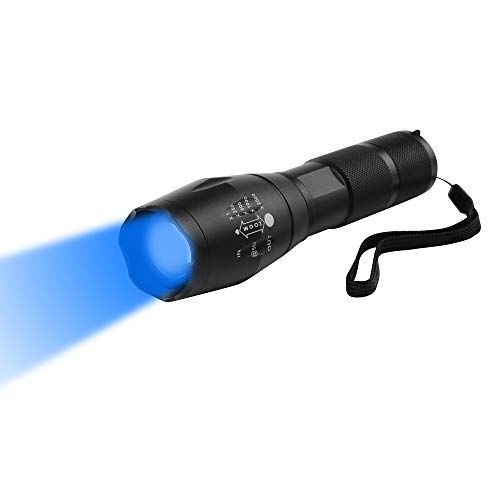 Taschenlampe Blaues Licht, WESLITE 470nm Blaue LED Taschenlampe Outdoor Taschenlampen Blaue Fokus Einstellbar 1 Modus für Nachtsicht, Angeln, Jagd(Batterie nicht im Lieferumfang enthalten)