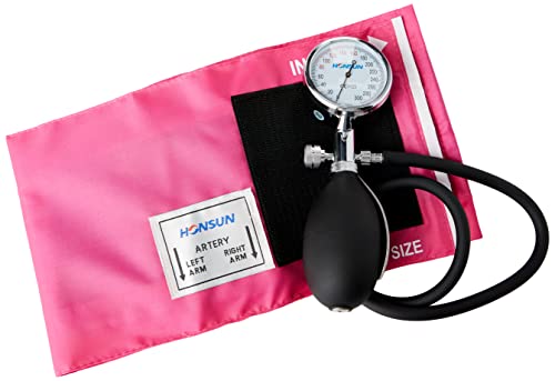 Timesco D05.110P Aneroid-Blutdruckmessgerät, Saphir, Handgriff, rosa Manschette