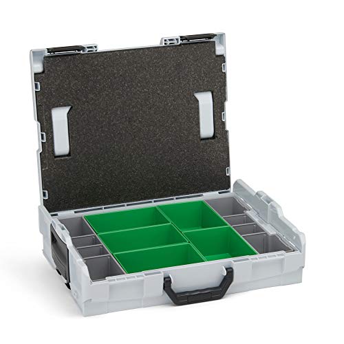 Sortimentskasten Kunststoff klein | L-BOXX 102 (grau) mit Insetboxenset D3 | Profi Werkzeugkoffer leer inkl. Sortimentskasten Einsätze