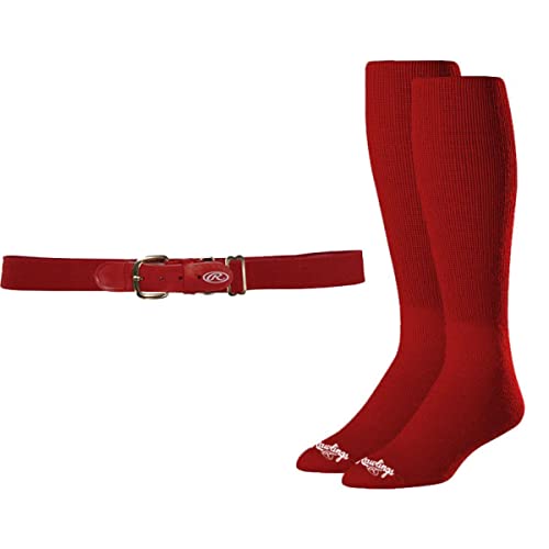 Rawlings BLTSOCKL-RED Baseballgürtel und Socke Combo (Erwachsene), Größe L/Rot