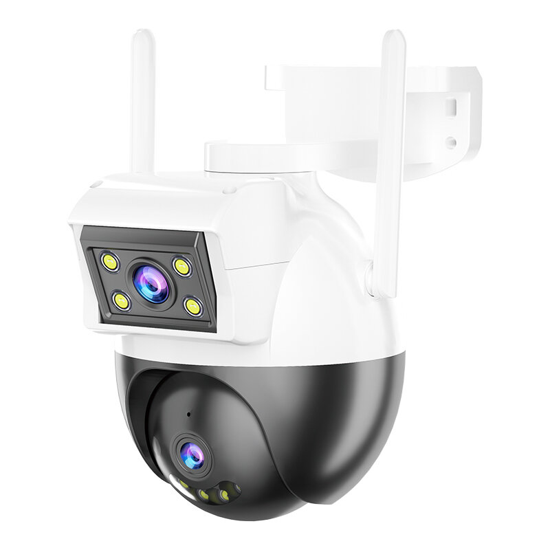 1080P WiFi-iP-Kamera mit zwei Objektiven, kabellos, 360°-Panorama, Menschenerkennung, Audio-Gegensprechanlage, Alarm-Pus