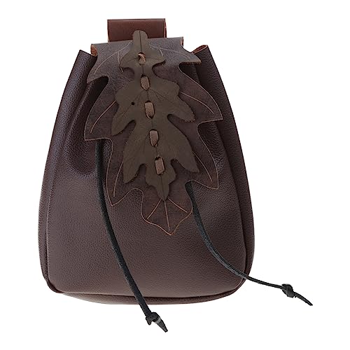 Maxtonser Leather Medieval Waist Pack, Vintage Handwork Belt Pouch Waist Bag Leather Belt Pouch Medieval Pouch Nordic Embossed Bag,Waist Pack