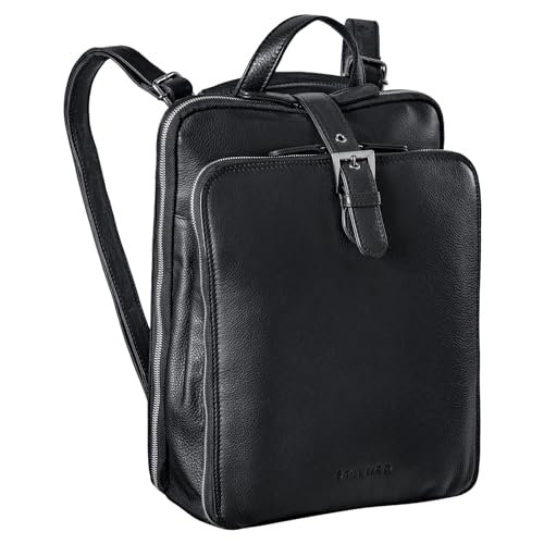 STILORD 'Vienna' Rucksack Tasche aus Leder - Praktisches 3-in-1 Konzept als Rucksack Handtasche Umhängetasche - Großer Daypack aus Echtem Vintage Leder, Farbe:schwarz