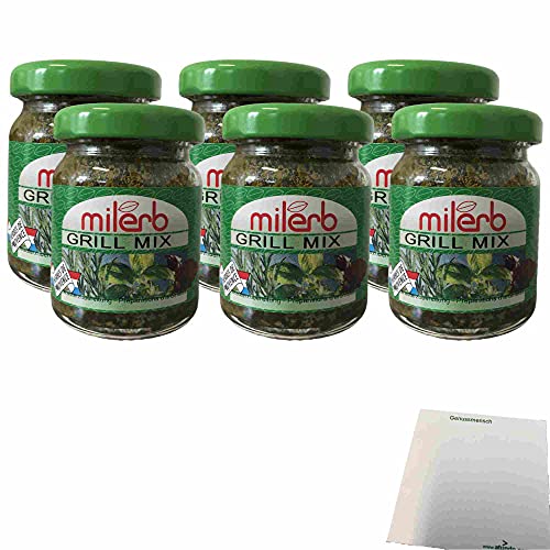 Milerb Grill Mix Kräuterzubereitung 6er Pack (6x50g Glas) + usy Block