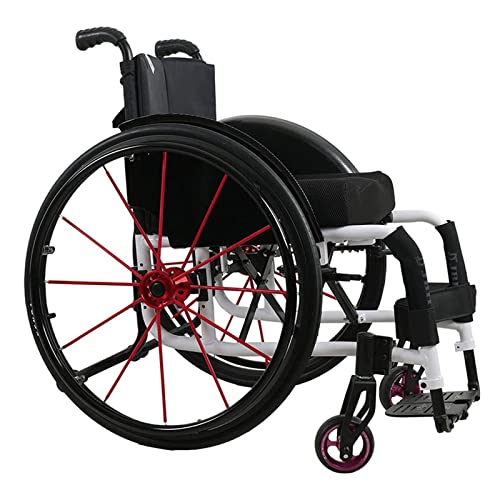 Rollstuhl Aluminium-Sportrollstuhl mit Handbremsen und Schnellspanner-Hinterrädern Leichter zusammenklappbarer selbstfahrender Rollstuhl-Stoßdämpferwagen, 100 kg Kapazität Reisen Wheelchair