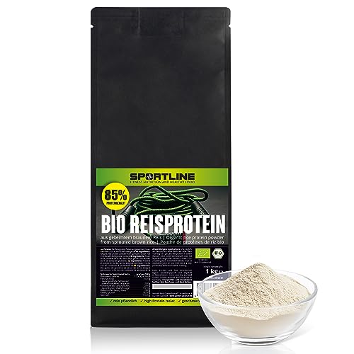 GOLDEN PEANUT Sportline Reisprotein Pulver BIO 1 kg - Isolat 80% Proteingehalt, natürliche Proteinquelle für Veganer, Vegetarier, biologischer Anbau