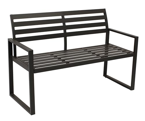 DEGAMO Design Gartenbank Atlanta 2-sitzer 123cm, aus Aluminium wetterfest und rostfrei, schwarz, Outdoor