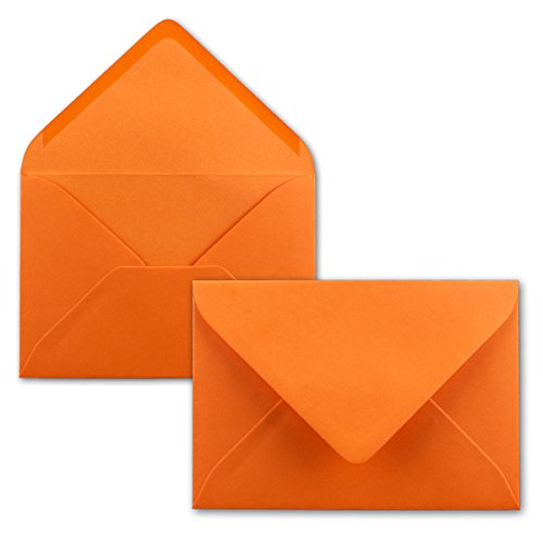 150x Briefumschläge B6-17,5 x 12,5 cm - Orange - Nassklebung mit spitzer Klappe - 120 g/m² - Für Hochzeit, Gruß-Karten, Einladungen