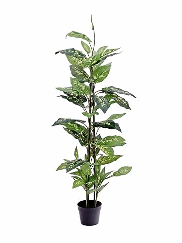 artplants.de Künstliche Dieffenbachia, 3 stämmig, grün-weiß, auf Steckstab, 120cm - Kunst Pflanze