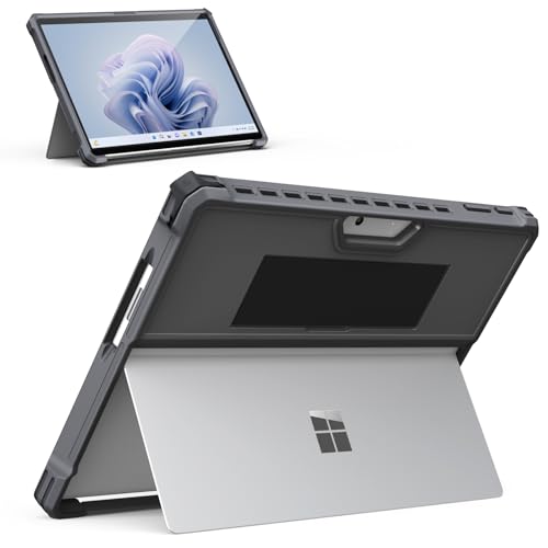 MoKo Hülle Kompatibel mit Microsoft Surface pro 9 / pro 9 5G 13" 2022 Tableta, All-In-One Schutzhülle Tablethülle mit Handschband Unterstützt Typ Cover Tastatur, Dunkel Grau