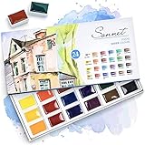 Sonnet Aquarellfarbkasten Set - 24 kräftige Studio Aquarellfarben - Hochwertige Künstler-Aquarelle von Nevskaya Palitra