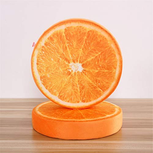 RAILONCH 2er 3D Frucht-Sitzkissen Deko Kissen Stuhlkissen Zierkissen Bodenkissen für Haus und Garten 38x7cm (Orange)