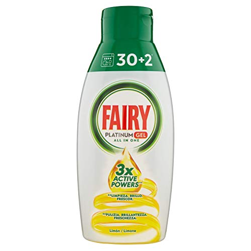 Fairy Platin Alles-in-Einem 30 + 2 Gel-Geschirrspüler 650 ml, Zitrone