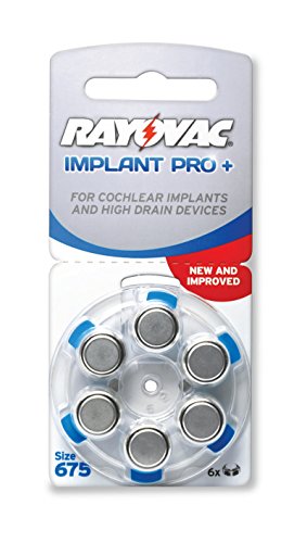 10x Rayovac Implant Pro+ 675 Batterien Pr44 Blau Hörgerätebatterien 6er Blister