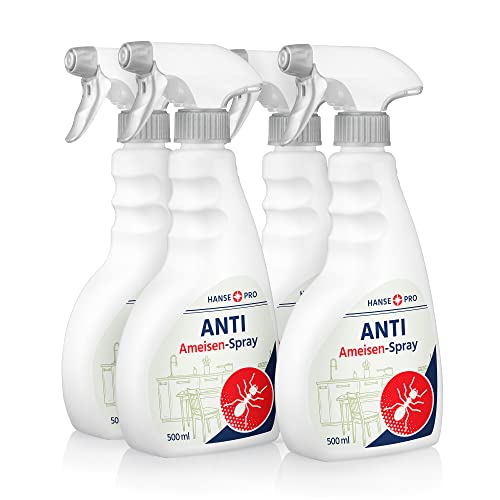 HANSE PRO Anti Ameisen-Spray, 4 x 500 ml I Mittel gegen Ameisen I Ameisen-Gift I innen & außen anwendbar I gebrauchsfertig I wirkt sofort I Ameisen bekämpfen