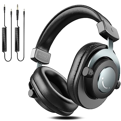 FIFINE Over Ear Kopfhörer mit Kabel, Studio Kopfhörer mit 6.35 & 3.5mm Klinke und 50mm Treiber, Geschlossene DJ Headphones für Monitor, Studio, Podcast, Recording, iPhone, PC, Mixer, Xbox - H8