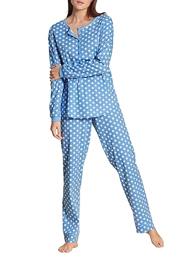 CALIDA Damen Sweet Dreams Pyjamaset, Allure Blue, 44-46